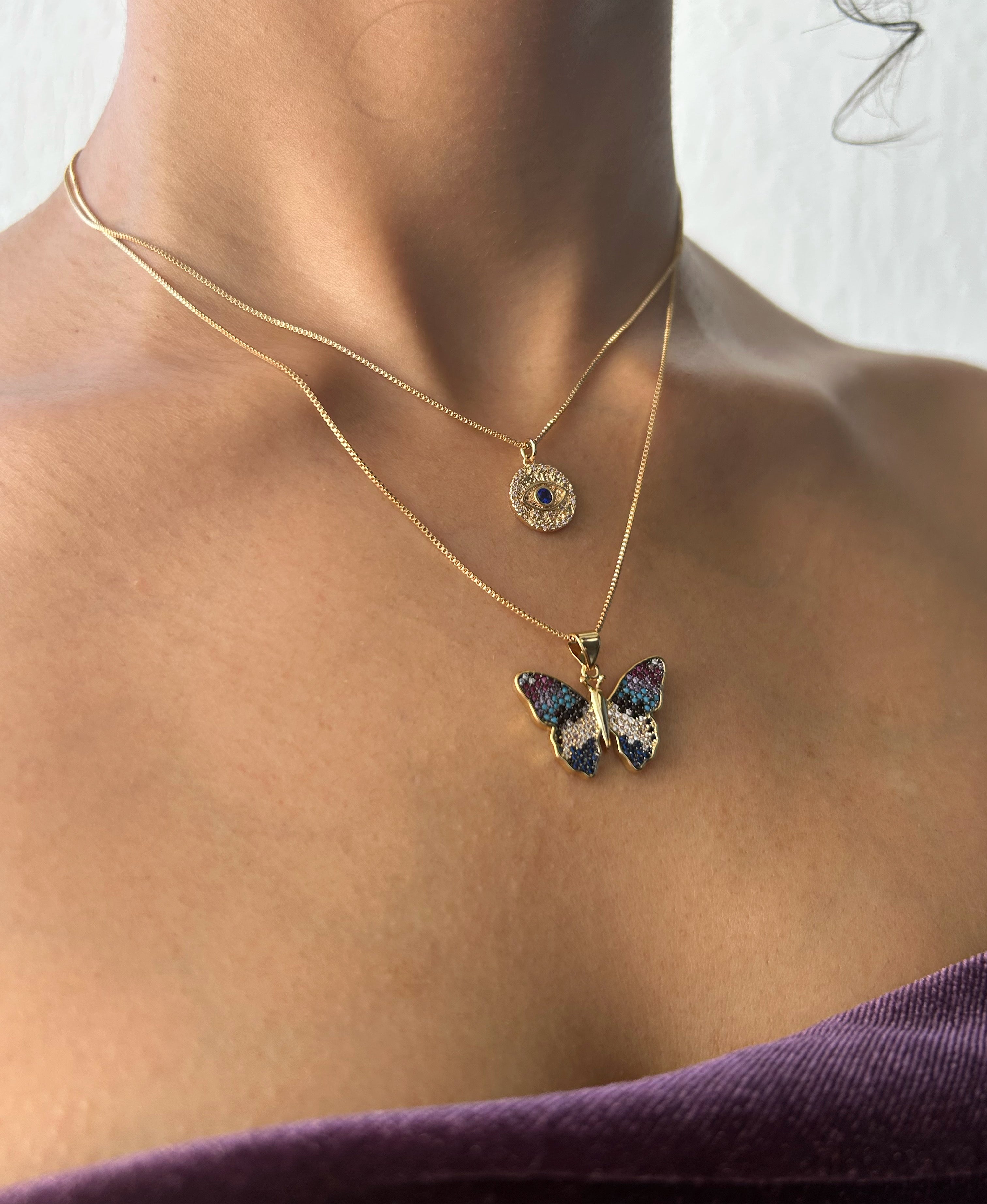 Butterfly evil store eye necklace