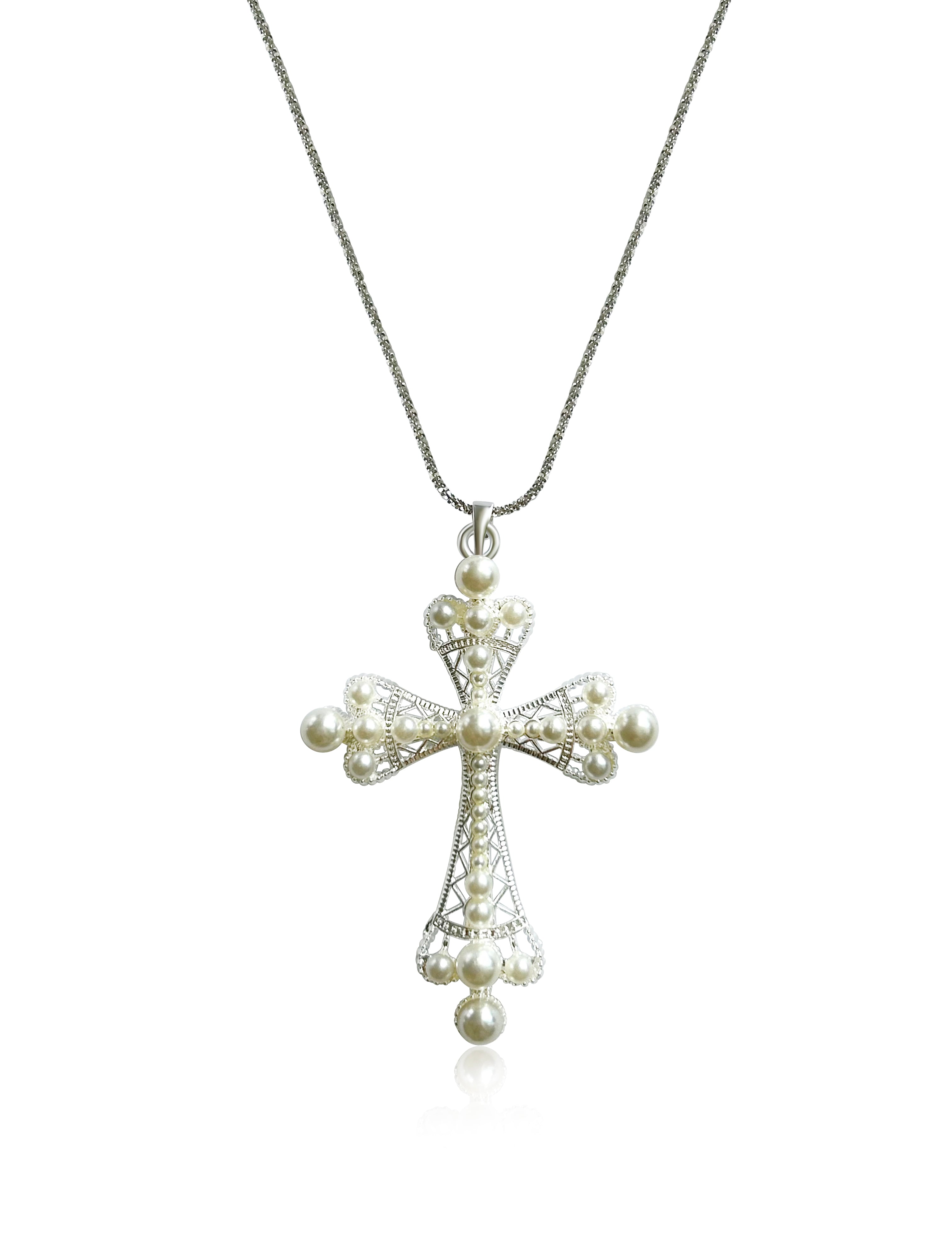 送税込【King Ice】PEARL OF WISDOM CROSS NECKLACE (2色)国内発 Pearl of Wisdom Cross Necklace | Egypt Pieces | King Ice