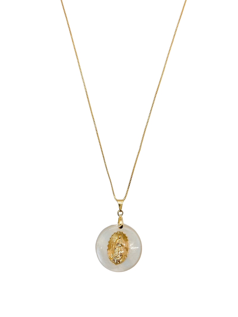PEARL VIRGIN MARY NECKLACE