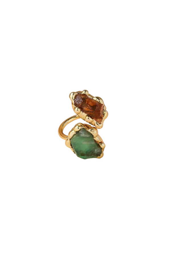 CHUNKY TWO-STONE CRYSTAL RING