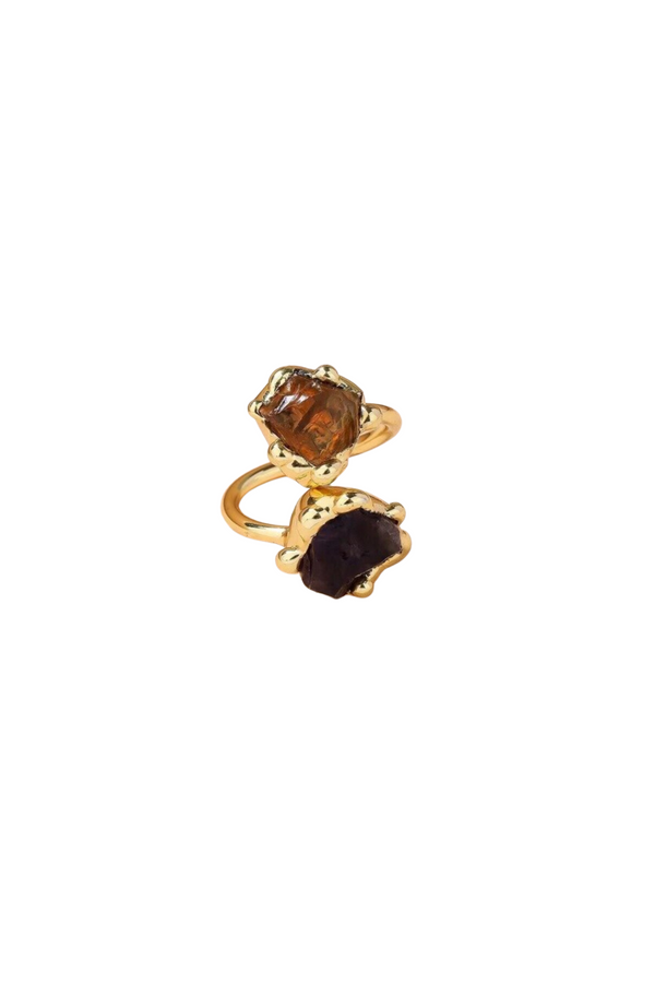 CHUNKY TWO-STONE CRYSTAL RING