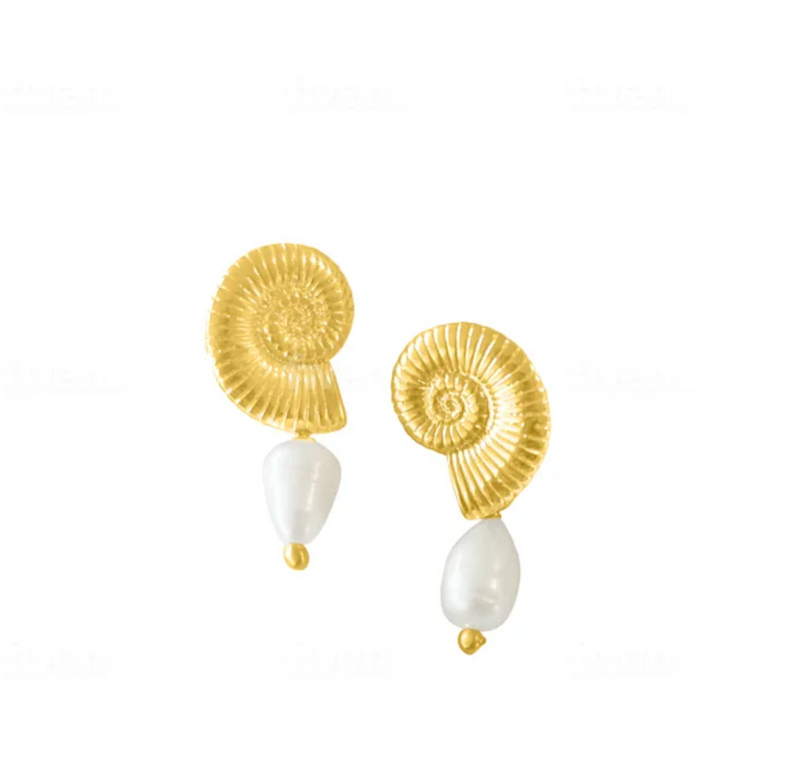 MINI SHELL PEARL EARRINGS