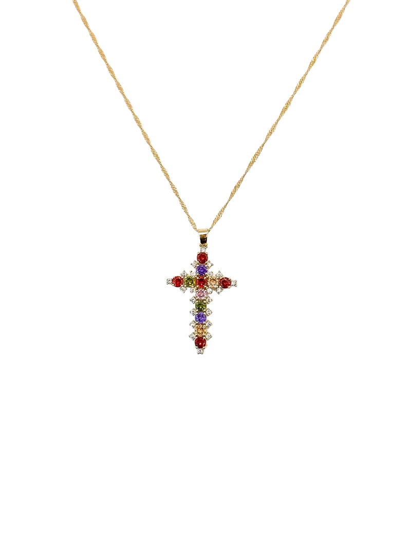 Rainbow-Cross-Necklace-Layers-of-Jewelry